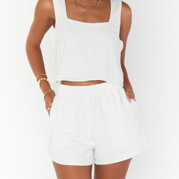 SHOW ME YOUR MUMU Hendrix Short In White Linen - Picture 7 of 10